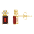 6x4mm Emerald Cut Garnet with Diamond Accents 14k Yellow Gold Stud Earrings