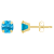 5mm Cushion Blue Topaz 10k Yellow Gold Stud Earrings