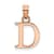 14k Rose Gold Polished Block Letter D Initial Pendant