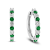 1.35ctw Emerald and Diamond Hoop Earrings in 14k White Gold