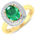 1.81ctw Green Emerald and Diamond 14K Yellow Gold Halo Ring