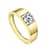 Square CZ Slim Band Ring In 14K Gold Over Brass