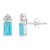 6x4mm Emerald Cut Blue Topaz with Diamond Accents 14k White Gold Stud Earrings