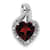 Rhodium Over 14k White Gold Garnet and Diamond Heart Pendant