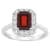 8x6mm Emerald Cut Garnet And White Topaz Accents Rhodium Over Sterling
Silver Halo Ring