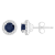 4mm Round Sapphire 1/8 ctw Diamond Rhodium Over Sterling Silver Halo
Stud Earrings