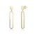 Pave CZ Oval Drop Earrings In 14K Gold Over Sterling Silver