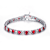 Ruby Color CZ Tennis Bracelet In Sterling Silver
