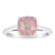 8mm Square Cushion Rose Quartz Rhodium Over Sterling Silver Ring