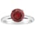 8mm Round Garnet Rhodium Over Sterling Silver Ring