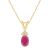 7x5mm Oval Ruby with Diamond Accents 14k Yellow Gold Pendant With Chain