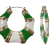 Gold Tone Green and White Enamel Earring
