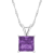 8mm Princess Cut Amethyst Rhodium Over Sterling Silver Pendant With Chain