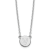 Rhodium Over Sterling Silver Tiny Circle Block Letter V Initial Necklace