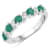 Green Emerald and White Topaz Sterling Silver 5 Stone Band Ring