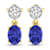 1.24ctw 14K Yellow Gold Tanzanite and White Diamond Halo Earrings