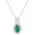 6x4mm Oval Emerald 1/8 ctw Diamond Rhodium Over Sterling Silver Halo
Pendant with Chain