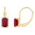 6x4mm Emerald Cut Lab Created Ruby 10k Yellow Gold Drop Earrings