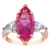 14K Rose Gold Over Sterling Silver Lab Created Pink Sapphire, Aquamarine
and Lab White Sapphire Ring