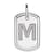 Rhodium Over 14k White Gold Diamond Gold Initial M Dog Tag Charm