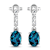 1.40ctw 14K White Gold London Blue Topaz  and White Diamond Halo Earrings