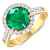 Round Green Emerald and Diamond 14K Yellow Gold Halo Ring 3.29 ctw