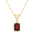7x5mm Emerald Cut Garnet with Diamond Accent 14k Yellow Gold Pendant
With Chain