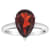 12x8mm Pear Shape Garnet Rhodium Over Sterling Silver Ring