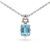 Natural Sky Blue Topaz Sterling Silver Octagen Shape Pendant with Chain