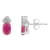 6x4mm Oval Ruby with Diamond Accents 14k White Gold Stud Earrings