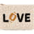 Shiraleah "LOVE" Glass Beaded Zip Pouch, Ivory Color