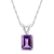 8x6mm Emerald Cut Amethyst 14k White Gold Pendant With Chain
