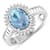 14K White Gold Blue Aquamarine and White Diamond Oval Halo Ring 1.8ctw