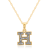 White Diamond Accent 10k Yellow Gold H Initial Pendant With 18” Rope Chain
