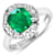 Green Emerald and White Diamond 14K White Gold Halo Ring 2.16 ctw