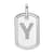 Rhodium Over 14k White Gold Diamond Initial Y Dog Tag Charm