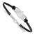 Rhodium Over Sterling Silver NHL LogoArt Vancouver Canucks Leather Bracelet