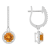 6mm Round Citrine 1/3 ctw Diamond Rhodium Over Sterling Silver Halo
Dangle Earrings
