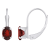 6x4mm Oval Garnet Rhodium Over 10k White Gold Drop Earrings
