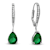 Emerald Color CZ Teardrop Drop Earrings In Sterling Silver