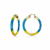 14K Yellow Gold Over Sterling Silver Painted Hoops in Blue and Yellow
