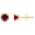 5mm Cushion Garnet 10k Yellow Gold Stud Earrings