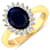 1.49ctw Blue Sapphire and Diamond 14K Yellow Gold Halo Ring