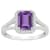 8x6mm Emerald Cut Amethyst 1/4 ctw Diamond Rhodium Over Sterling Silver
Halo Ring