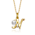 Initial N CZ And Pearl Simulant Pendant Necklace In 14K Gold Over Brass