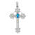 Rhodium Over 14K White Gold 5x3mm Oval Blue Topaz Cross Pendant