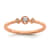 14K Rose Gold Petite Beaded Edge Cushion Diamond Ring 0.10ctw