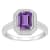 8x6mm Emerald Cut Amethyst 1/5 ctw Diamond Rhodium Over Sterling Silver
Halo Ring