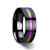 AZURE Flat Black Ceramic Ring Brushed with Rainbow Groove 8mm