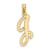 14k Yellow Gold Script Letter J Initial Pendant